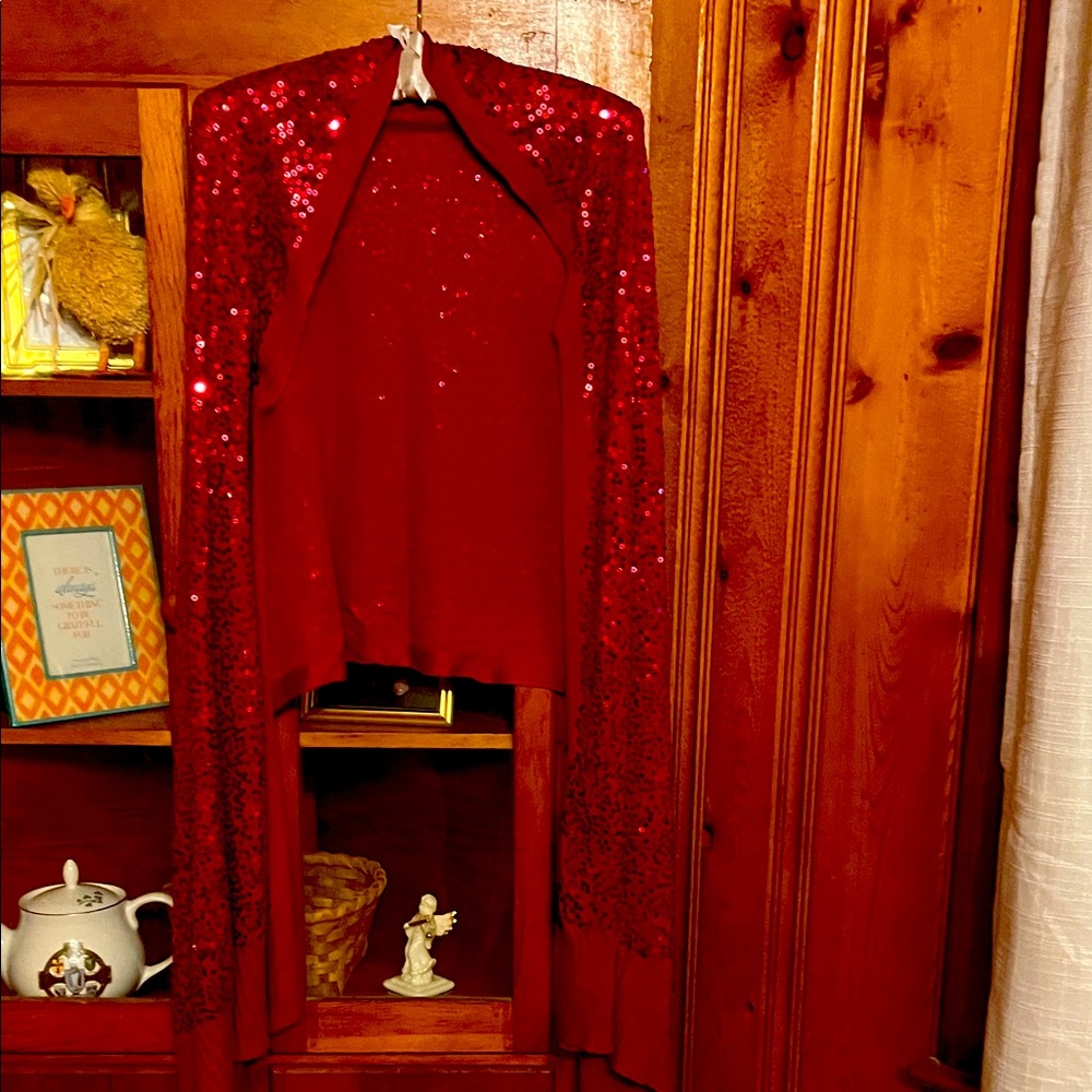 IMAN Red Sequined Wrap NWT - Picture 2 of 6